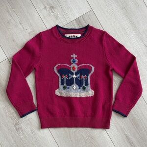Mini Boden Crown Embroidered Sweater size 5/6